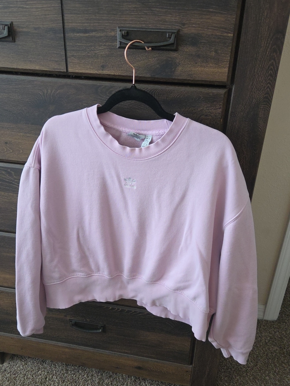 adidas Pink Trefoil Embroidered Crewneck Sweatshirt